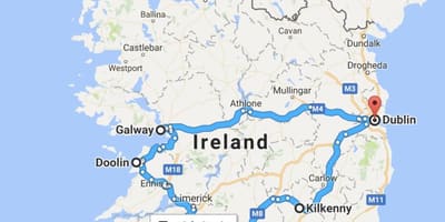 Kaart van ierland reis beplanner