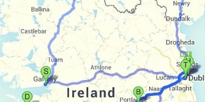 Plekke om te besoek ierland kaart
