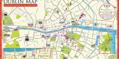 Kaart van dublin, ierland toeriste-aantreklikhede