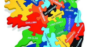 Kaart van die kaart van ierland as gaeilge