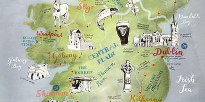 Kaart van die kaart van ierland plakkaat