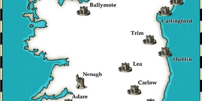 Kaart van kastele in ierland