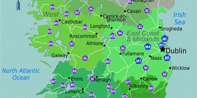 Kaart van die kleurvolle kaart van ierland