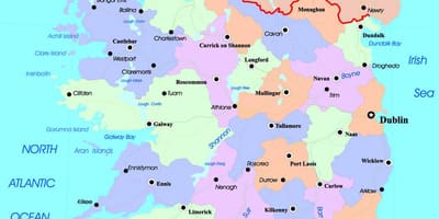 Politieke kaart van ierland en noord-ierland