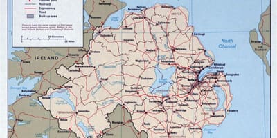 Kaart van die pad kaart van ierland en noord-ierland