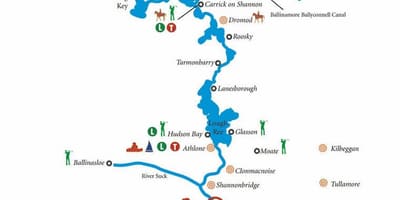 Kaart van die rivier shannon kaart ierland