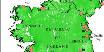 Kaart van ierland wat riviere