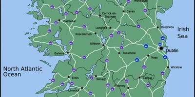 Kaart van die ry kaart van ierland afstand