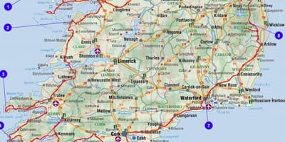 Kaart reis ierland