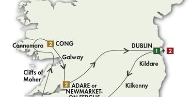 Ierland ry toer kaart