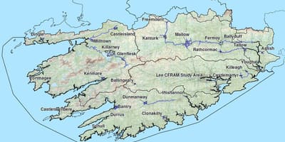 Gedetailleerde kaart van suid-weste van ierland