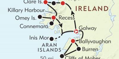 Kaart van die wes-kus van ierland 